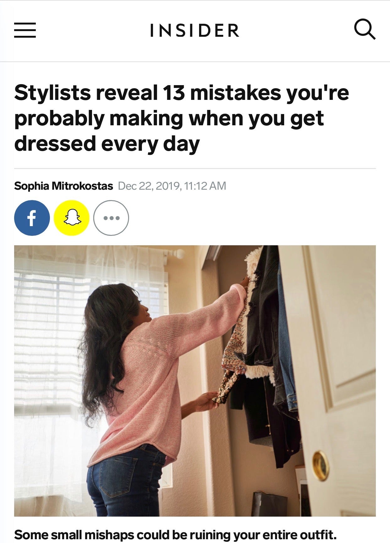 BUSINESS INSIDER: Stylists reveal 13 mistakes you're probably making when you get dressed every day