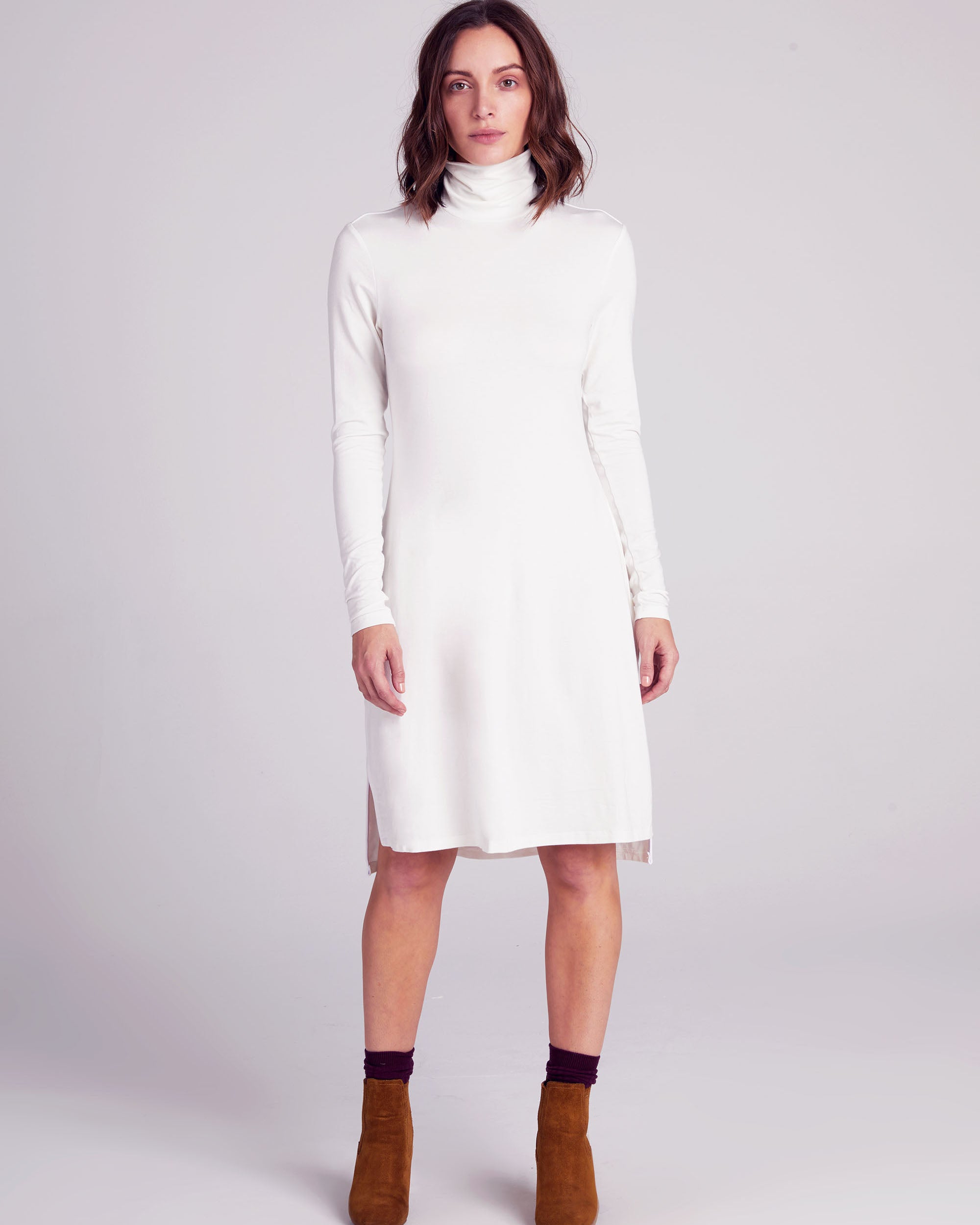 SUSTAINABLE FITTED TURTLENECK DRESS - Alynn Designs SUSTAINABLE FITTED TURTLENECK DRESS - Alynn Designs