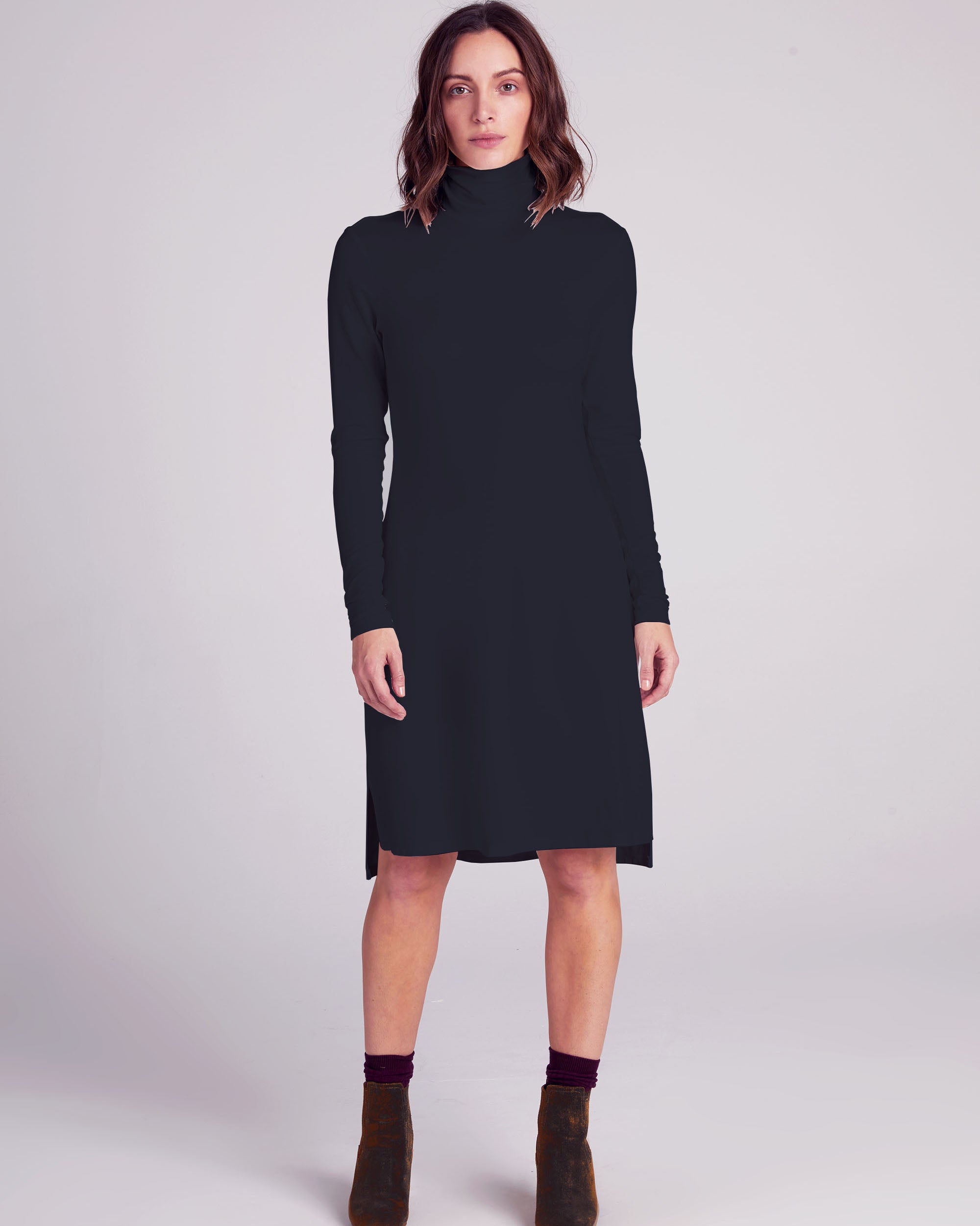 SUSTAINABLE FITTED TURTLENECK DRESS - Alynn Designs