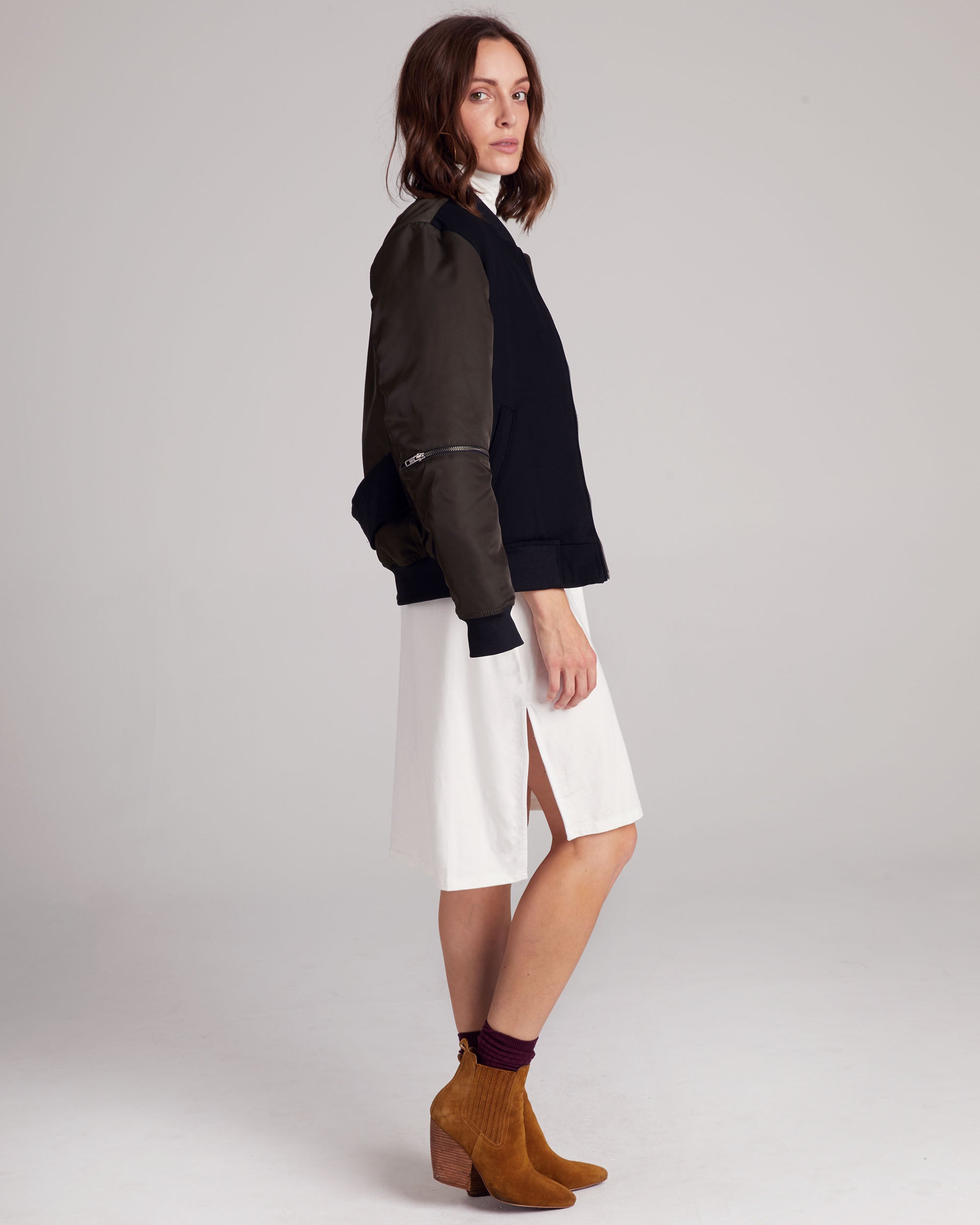 SUSTAINABLE FITTED TURTLENECK DRESS - Alynn Designs